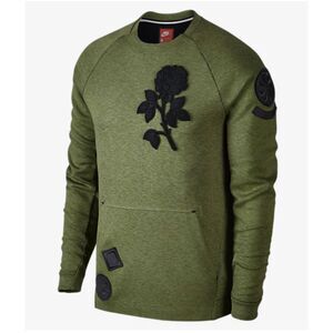 Nike Tech Small olive green Fleece Crewneck Black Rose sweatshirt unique